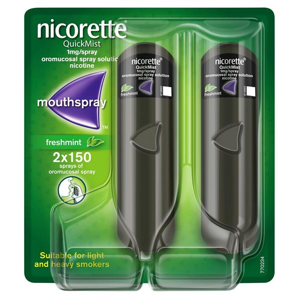 Nicorette Quickmist Freshmint Dual Pack (2 x 150 sprays)
