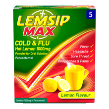 LEMSIP Max Cold & Flu Hot Lemon 1000mg - 5 Sachets