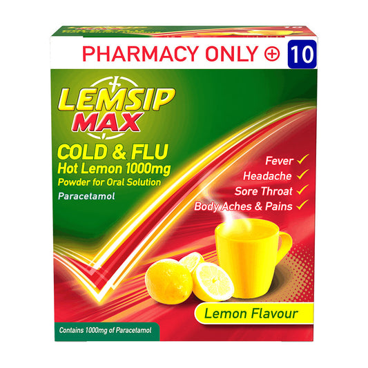 LEMSIP MAX COLD & FLU HOT LEMON 1000m - 10 Pack