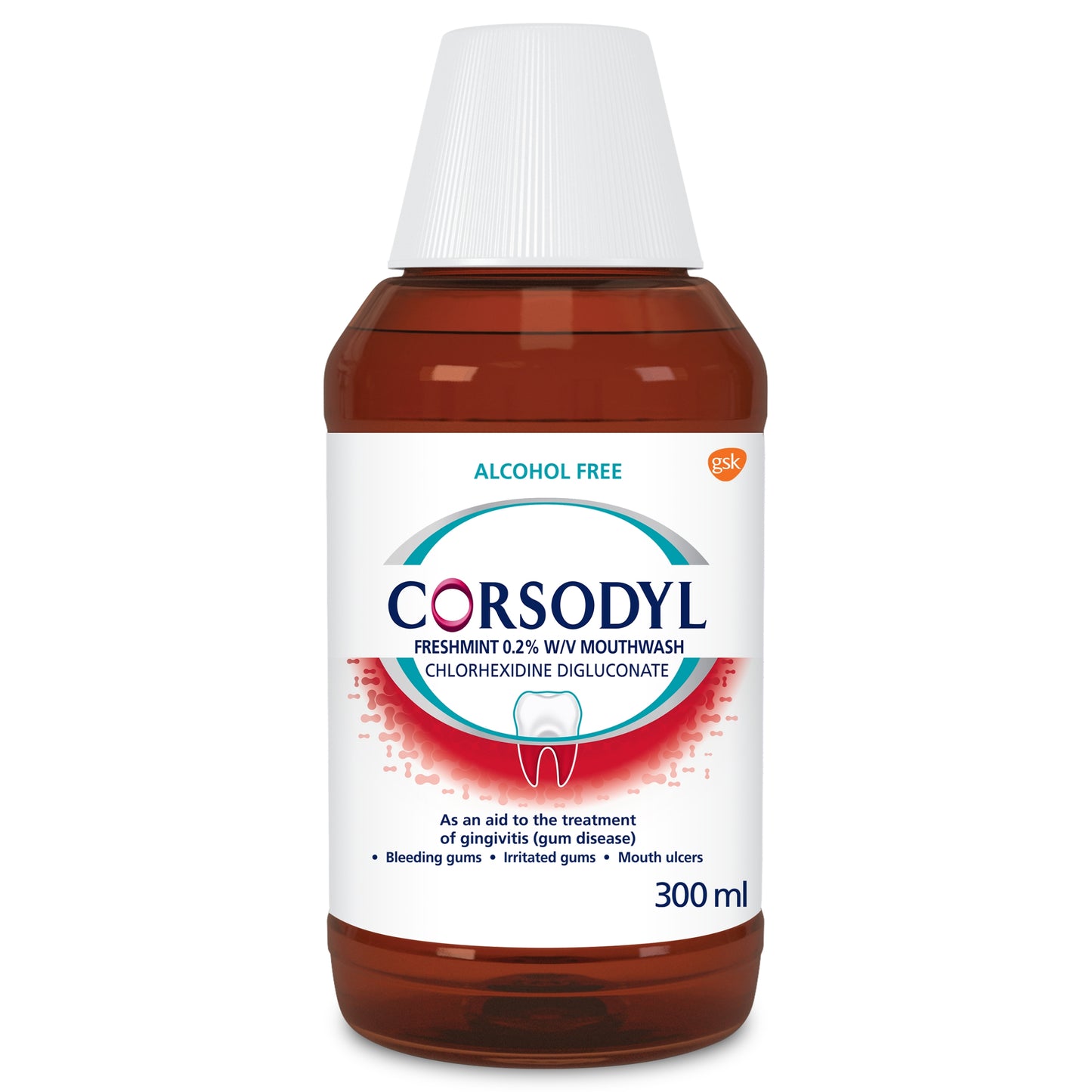 Corsodyl 0.2% Freshmint Alcohol Free Mouthwash - 300ml