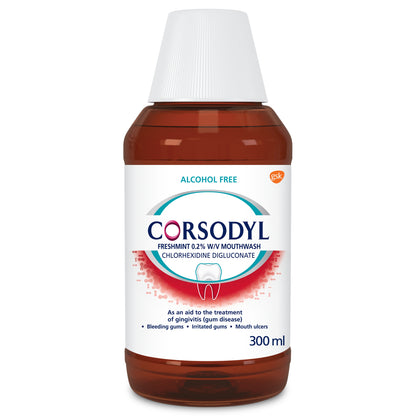 Corsodyl 0.2% Freshmint Alcohol Free Mouthwash - 300ml