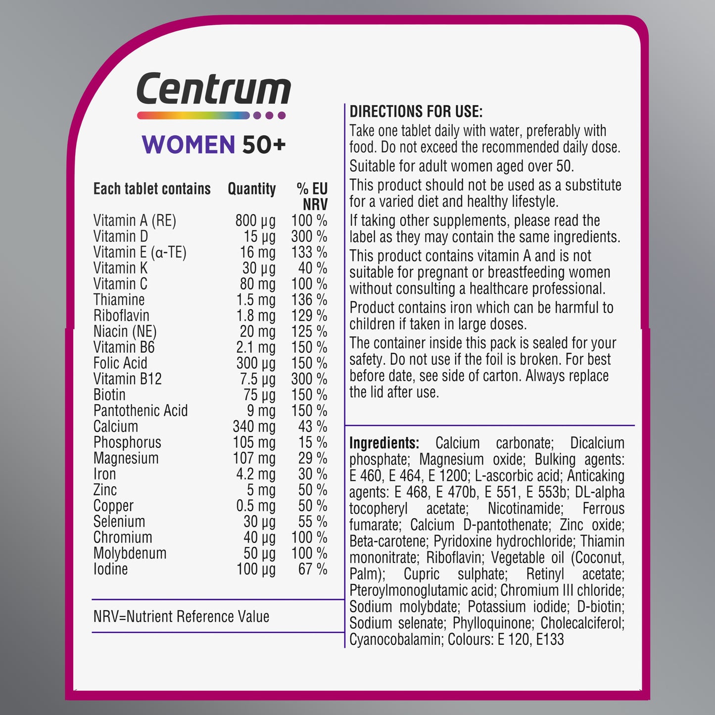 Centrum Women 50+ Multivitamin  -30 Tablets