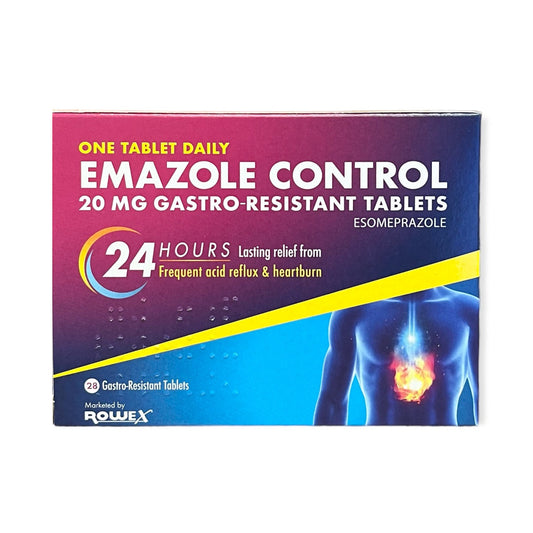 EMAZOLE CONTROL 20MG GASTRO-RESISTANT TABLETS - 28 Pack