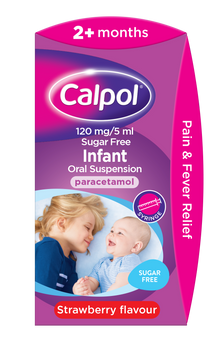 CALPOL 2+ months Oral Suspension - 60ml Strawberry (Syringe/Sugar-free)