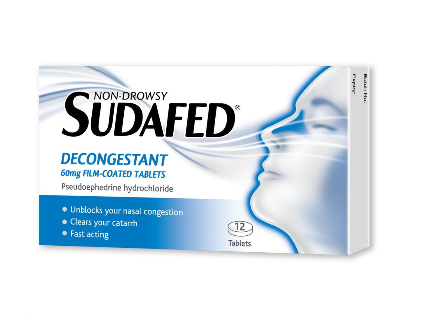 SUDAFED Non-Drowsy DECONGESTANT 60mg FC TABLETS - 12 PACK