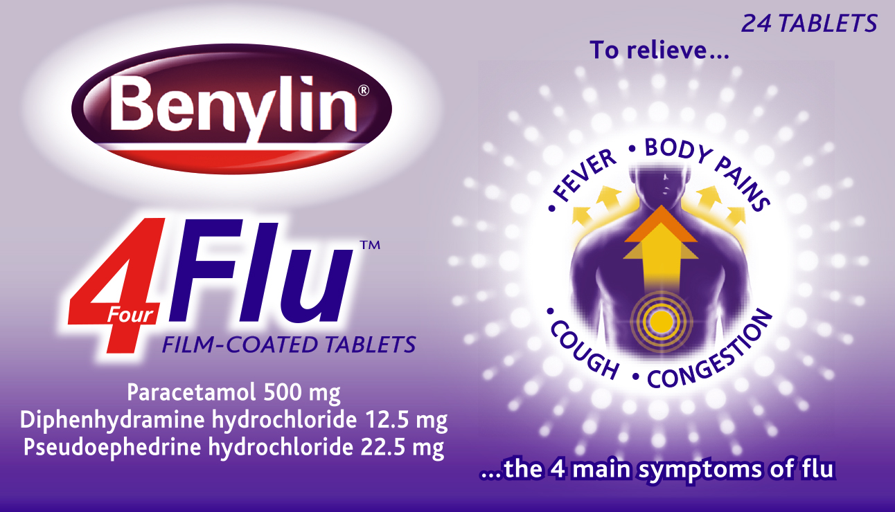 Benylin 4 Flu Film Coated Tablets Paracetamol 500 Mg - 24 Tablets