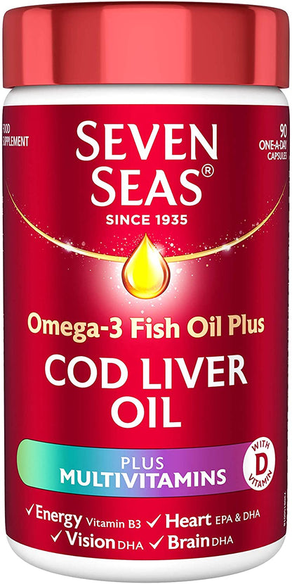 Seven Seas Omega-3 Fish Oil Plus CLO plus multivitamin (90 capsules)