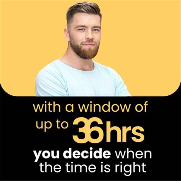 Image of man with fair hair beard with a window of up to 36 hours you decide when the time is right.