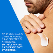 Person applying cream to shoulder with text about product use