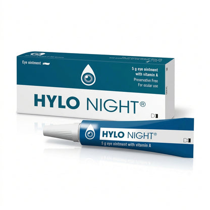 HYLO NIGHT eye ointment packaging on a white background
