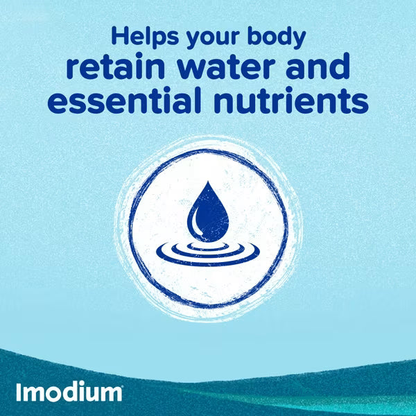 Imodium helps your body retain water and essential nutrients during diarrhoea