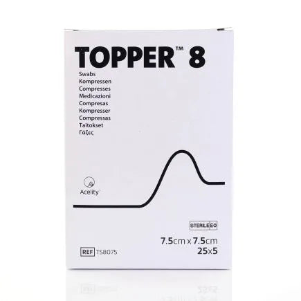 TOPPER 8 SWABS STERILE 7.5 x 7.5cm - (25 x 5)