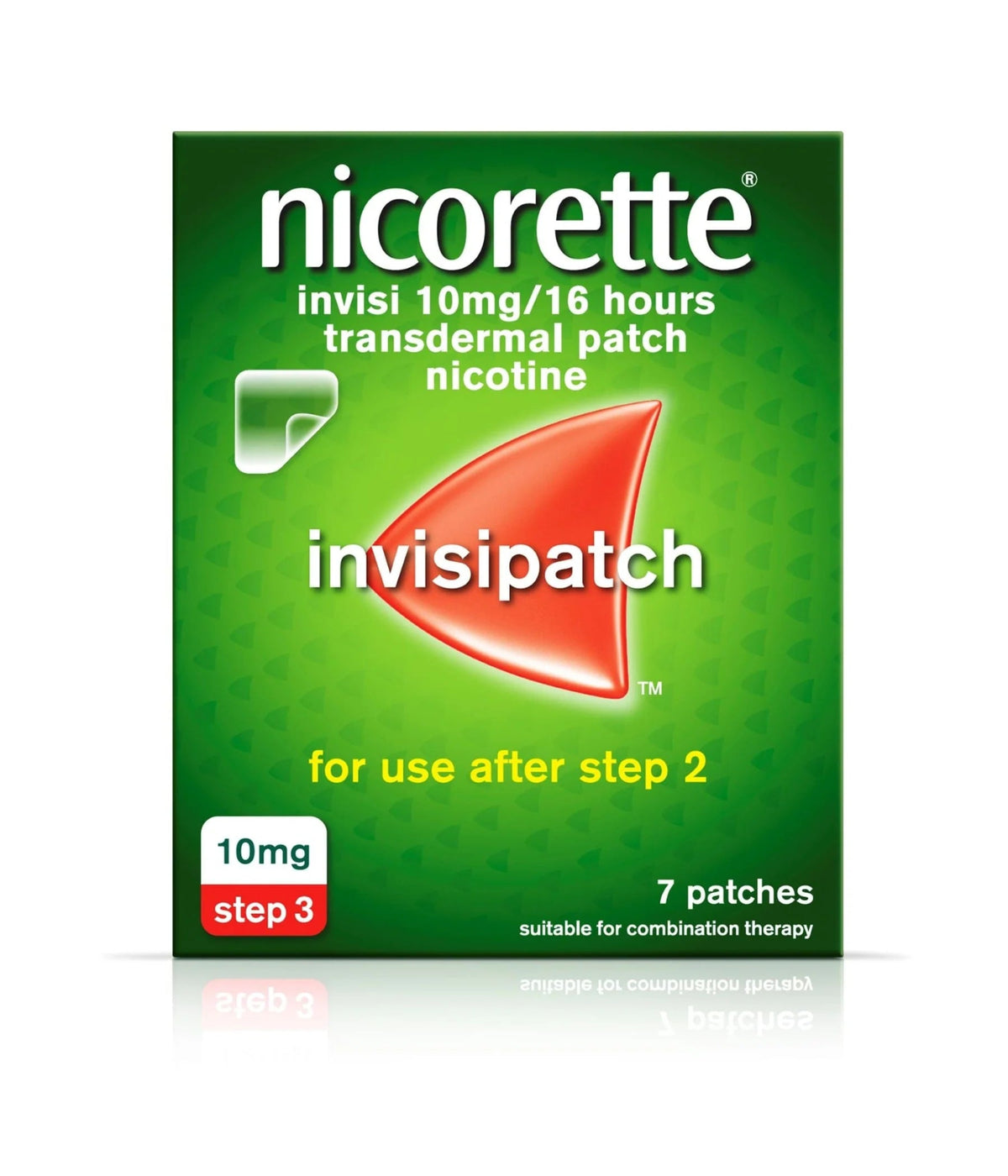 Image of Nicorette Invisi 10mg/16hr patches - step 3 of NRT.