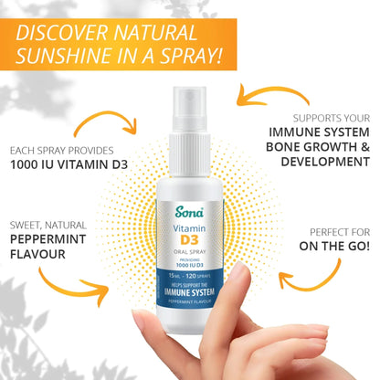 Sona Vitamin D3 Oral Spray 15ml - 1000iu D3