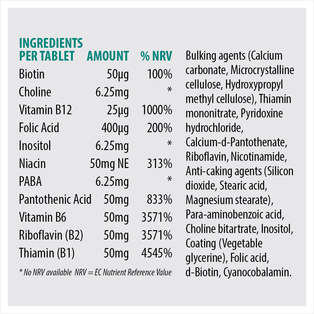Image showing ingredients in Sona B Complex Supplement including bulking agents.