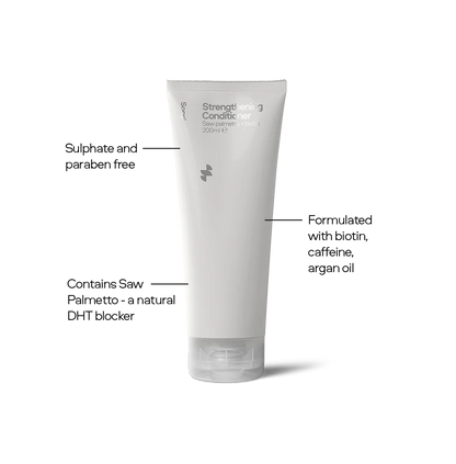 White tube of Sons hair care product with text highlighting features on a white background