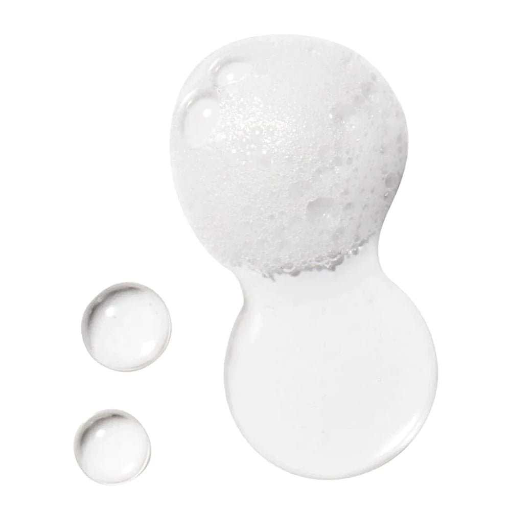 Image of water drops and foam on a white background