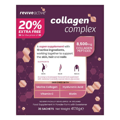 Revive Active collagen complex supplement packaging on a white background