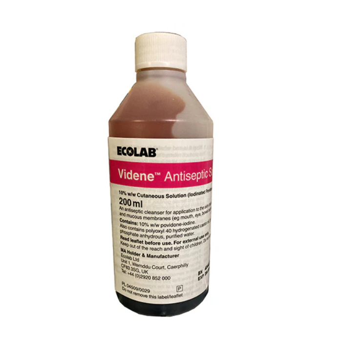 Videne Antiseptic Solution 10% w/w iodinated povidone - 200ml